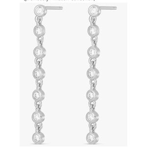 Silver Tone Dangle Earrings with Cubic Zirconia‎ Accents